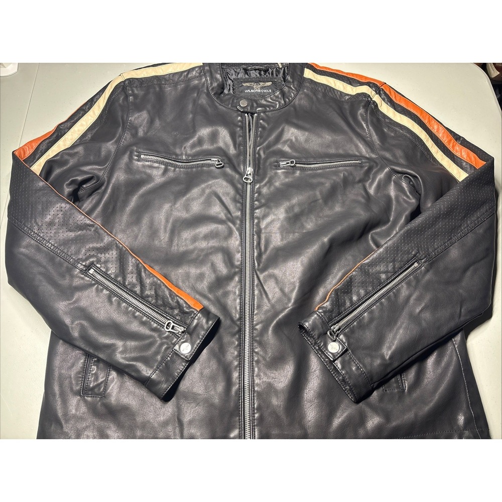 Wilsons Cycle Jacket Mens XL Motorcycle Racing Stripe Biker WMZK5107 Moto